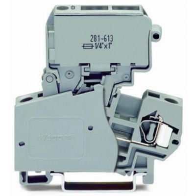 Złączka szynowa bezpiecznikowa 2-przewodowa 4mm2 szara 281-613 WAGO (281-613)